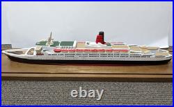 Vintage Queen Elizabeth 2 Handmade Hand Carved 28 Wooden Ship Model