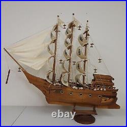 Vintage Sailing Clipper Ship Handmade Wooden Sailboat Model Movie Prop