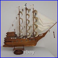 Vintage Sailing Clipper Ship Handmade Wooden Sailboat Model Movie Prop