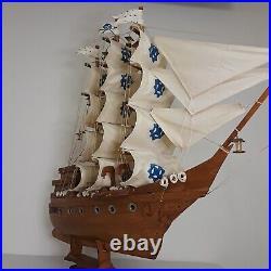 Vintage Sailing Clipper Ship Handmade Wooden Sailboat Model Movie Prop