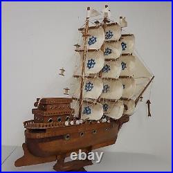 Vintage Sailing Clipper Ship Handmade Wooden Sailboat Model Movie Prop