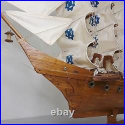 Vintage Sailing Clipper Ship Handmade Wooden Sailboat Model Movie Prop