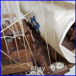 Vintage Sailing Clipper Ship Handmade Wooden Sailboat Model Movie Prop