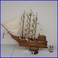 Vintage Sailing Clipper Ship Handmade Wooden Sailboat Model Movie Prop