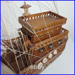 Vintage Sailing Clipper Ship Handmade Wooden Sailboat Model Movie Prop