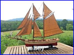 Vintage Schooner Wood Ship Model for Restoration