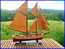 Vintage Schooner Wood Ship Model for Restoration