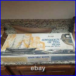 Vintage Scientific Sovereign Of The Seas Ship Model + 2 Carved Hulls WithPart Kit