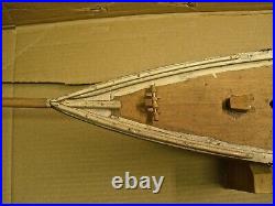 Vintage Scratch Built Ship Model Of A Fishing Schooner For Completion