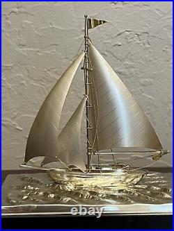 Vintage Sterling Silver 970 Sailboat Yacht Ship Seki Takehiko Signed