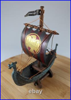 Vintage Viking Ship Model 8 Long Copper & Bronze Imported From Norway