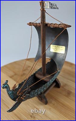 Vintage Viking Ship Model 8 Long Copper & Bronze Imported From Norway