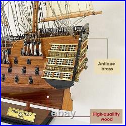 Vintage Wooden Ship HMS Victory Model Handmade Home Decor Unique Gift