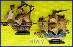 Vintage desktop handmade wood model ships