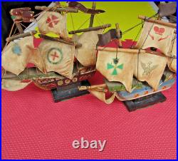 Vintage desktop handmade wood model ships