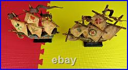 Vintage desktop handmade wood model ships