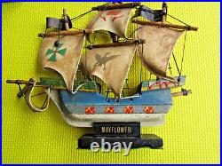 Vintage desktop handmade wood model ships