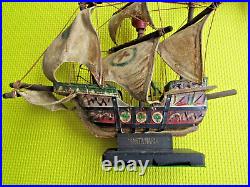 Vintage desktop handmade wood model ships