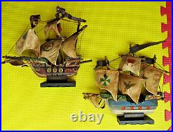 Vintage desktop handmade wood model ships