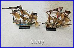 Vintage desktop handmade wood model ships