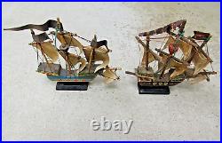 Vintage desktop handmade wood model ships