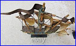 Vintage desktop handmade wood model ships