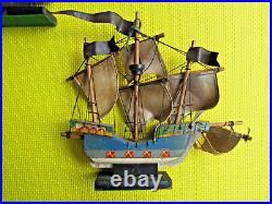 Vintage desktop handmade wood model ships