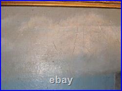 Vtg 20th C Antique Oil Painting on Canvas Seascape Shoreline Cliffs Signed