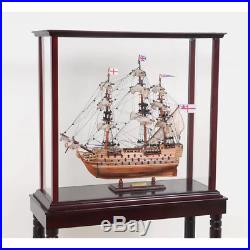 WOODEN DISPLAY STAND CASE 26.5W for Tall Ships Yachts Boats Models Plexiglass