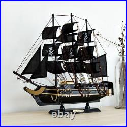 Wooden Black Pirate Ship Model 46cm Ready to Display Ship Decor