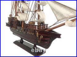 Wooden Caribbean Pirate White Sails Model Ship 20