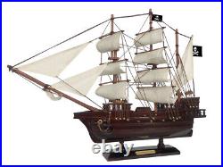 Wooden Caribbean Pirate White Sails Model Ship 20