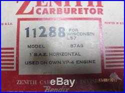 Zenith L57 Sidedraft Carburetor, 11288, Fits Wisconsin VP-4, NOS RARE